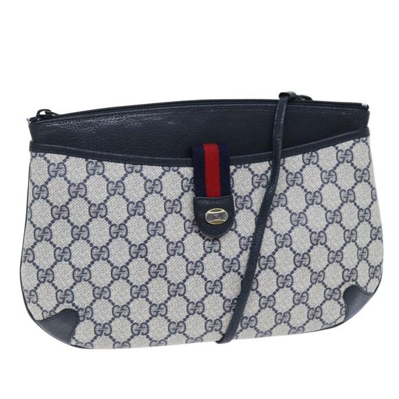 GUCCI GG Supreme Sherry Line Shoulder Bag Pvc Navy Red 904 02 026 - Picture 1 of 16